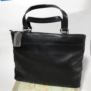 ST. JOHN’S BAY | Vintage | Black Leather Satchel | Medium Size | LIKE NEW